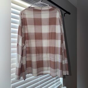 Maurices Brown and White Checkered Blouse